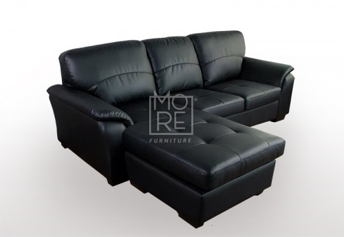 Botany 3 Seater Chaise PU Leather Black