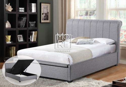 Rebecca Fabric Gas Lift Storage Bed Frame Light Grey