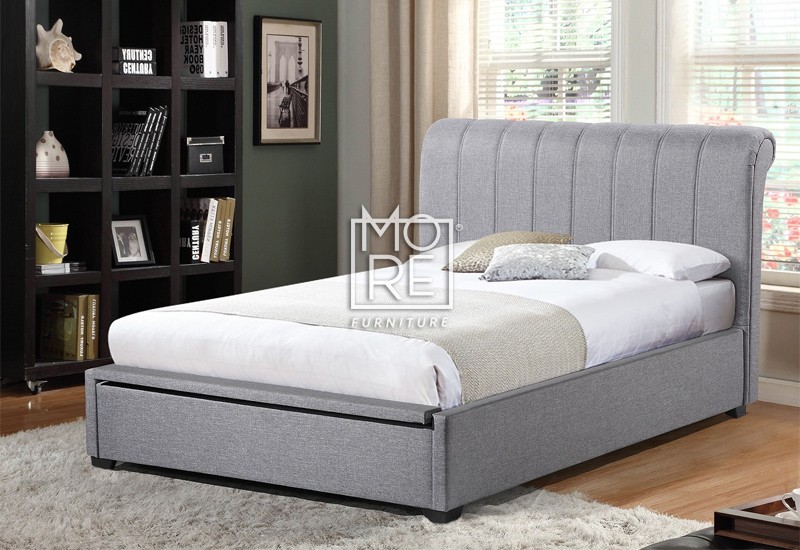 Gas Lift Storage Bed Frame Light Grey, Gas Lift Storage Bed King Single