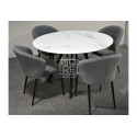 Circle 5Pce Marble Effect Round Glass Dining Suite