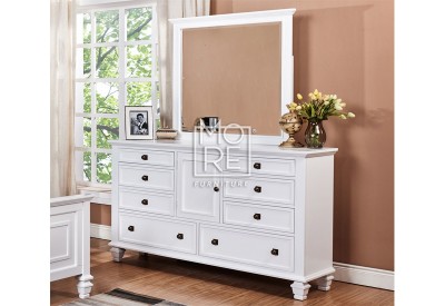 Dressers Miranda Poplar Solid Timber, Chest Of Drawers With Mirror White