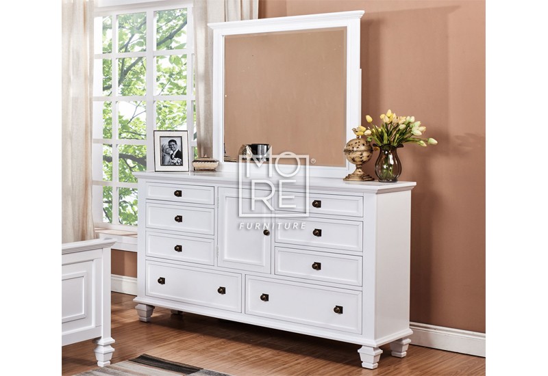 Miranda Poplar Solid Timber White, Dresser With Mirror White