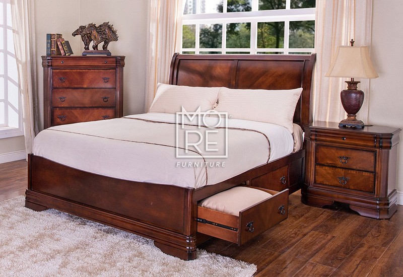Sheridan Poplar Solid Timber Bed Frame, Timber King Bed Frame With Drawers