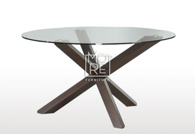 Verona Round Tempered Glass 1.4m Dining Table Burnt Beech