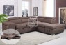 Leon Nabuk Headrest 3 Seater Chaise Storage Sofa Bed with Ottoman R/H