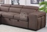 Leon Nabuk Headrest 3 Seater Chaise Storage Sofa Bed with Ottoman L/H