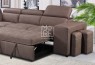 Leon Nabuk Headrest 3 Seater Chaise Storage Sofa Bed with Ottoman L/H