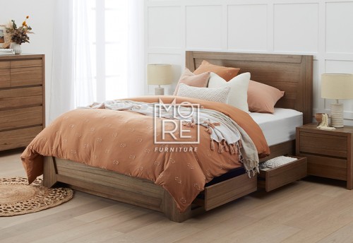 Floki Hardwood Timber Bed Frame with 4 Drawers