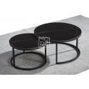 5007B Nesting Sintered Stone Round Coffee Table Black&Black