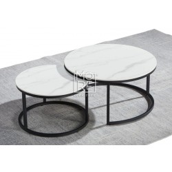 5007 Nesting Sintered Stone Round Coffee Table White&Black