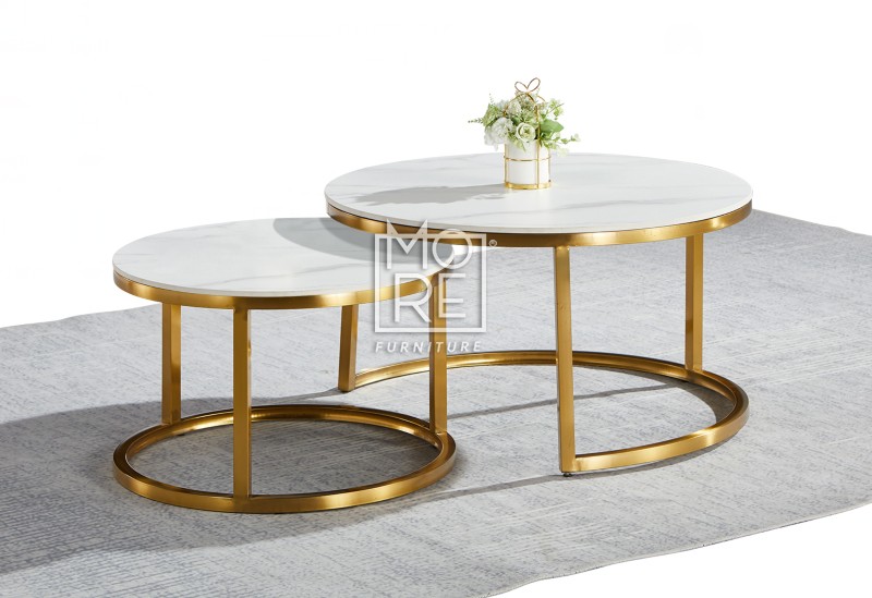 white and gold round side table