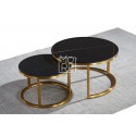5007C Nesting Sintered Stone Round Coffee Table Black&Gold