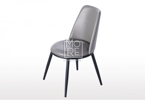 MM Grey PU Leather Dining Chair with Black Legs
