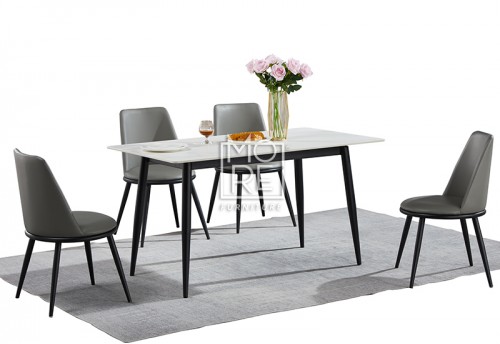 MM WB 5Pce Sintered Stone Dining Suite with Grey Firm Chair