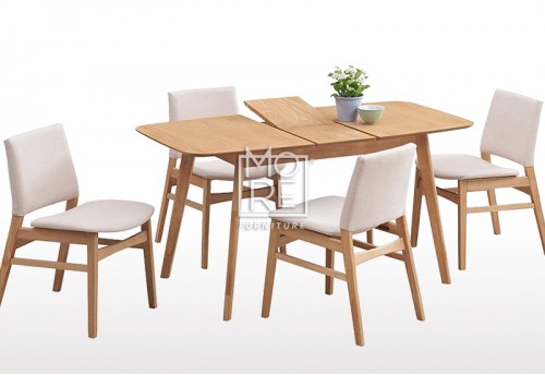 Harris 1.2m Extension Timber Dining Table with Oliver Chairs