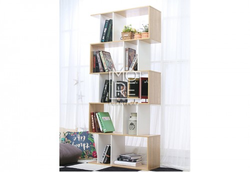 Uni 5 Tier Display Shelf Bookshelf Unit White&Oak