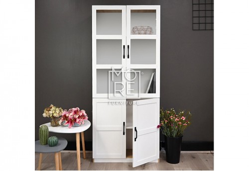 Hekman 5 Tier Display Bookcase Cabinet with Doors White&Oak