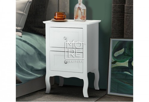 Franco Retro 2 Drawers Bedside Table White