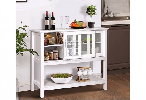 MS Sideboard Buffet with Sliding Glass Doors White