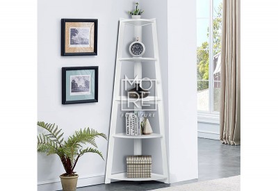 Hawaii 5 Tier Display Ladder Corner Shelf White