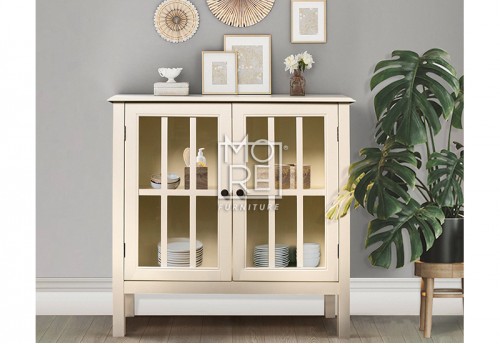 Bella Storage Cabinet with Glass Doors Ivory