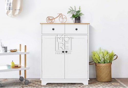 Elwood Solid Wood Top Storage Cabinet White