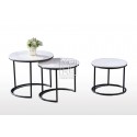 6840 Set of 3 Sintered Stone Coffee Table White&Black