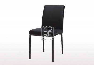 Bari PU leather Black Dining Chair with Black Legs