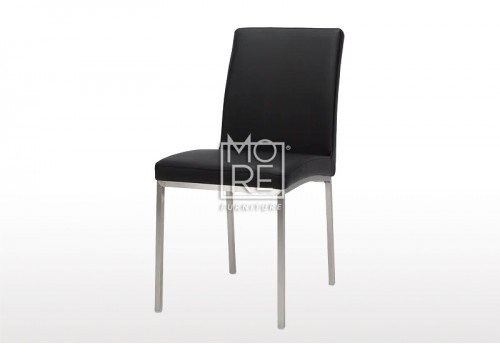 Bari PU leather Black Dining Chair with Chrome Legs