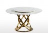 MM Newton White Sintered Stone 1.3m Round Dining Table with Golden Leg