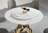 MM Newton White Sintered Stone 1.3m Round Dining Table with Golden Leg