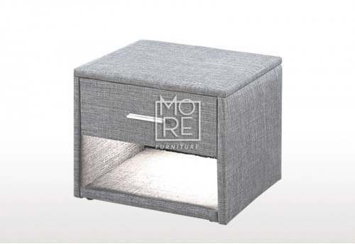 Nicole Grey Fabric Bedside Table with LED Light