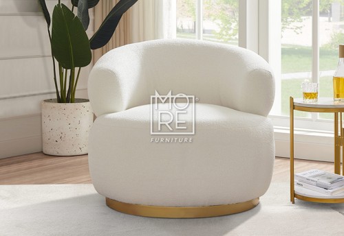Bellissimo Boucle Fabric Oro Swivel Chair White