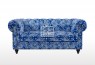 Chesterfield 2 Seater Velvet Sofa Blue & White Digital Print