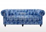 Chesterfield 3 Seater Velvet Sofa Blue & White Digital Print
