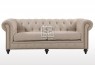 Chesterfield 3 Seater Fabric Sofa Natural Linen