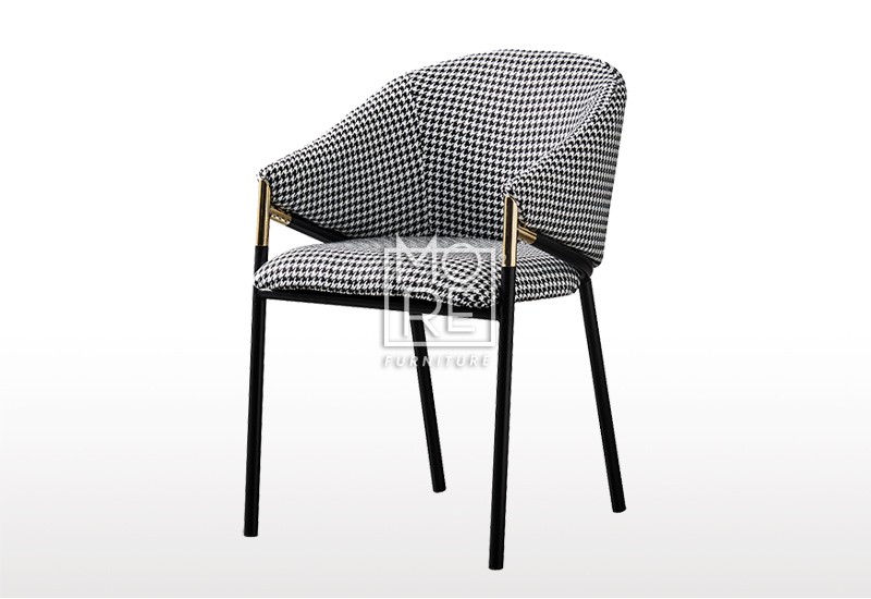 Dining Chairs Manhattan Fabric Dining Chair Houndstooth With Metal Legs 3160