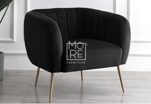 Monet Velvet Accent Chair Black