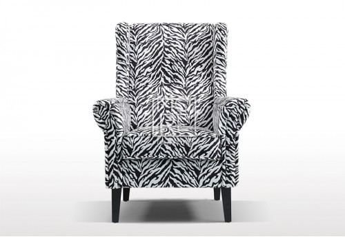 Bliss Velvet Wing Chair Zebra