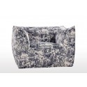 Toile Velvet Arm Chair Blue Print