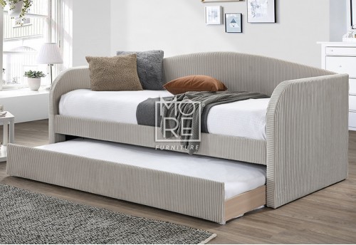 Charlotte Velvet Day Bed with Trundle Beige