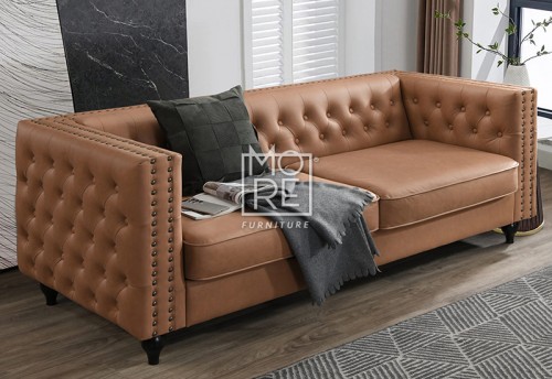 Mayfair PU Leather 3 Seater Sofa Tan