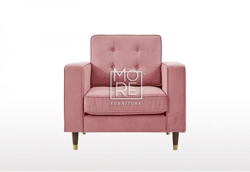 Fiona Velvet 1 Seater Sofa Pink
