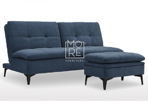 Susan Fabric 3 Seater Sofa Bed with Ottoman Blue