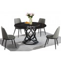 MM Newton 5Pce Black Sintered Stone Dining Suite with Black Leg