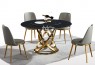 MM Newton 5Pce Black Sintered Stone Dining Suite with Golden Leg