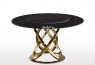 MM Newton Black Sintered Stone 1.3m Round Dining Table with Golden Leg