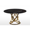 MM Newton Black Sintered Stone 1.3m Round Dining Table with Golden Leg