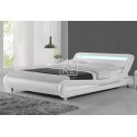 Thomas PU Leather Bed Frame White with LED Light