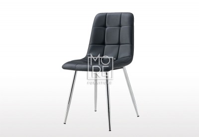 Fiore Faux Leather Black Dining Chair with Chrome Legs